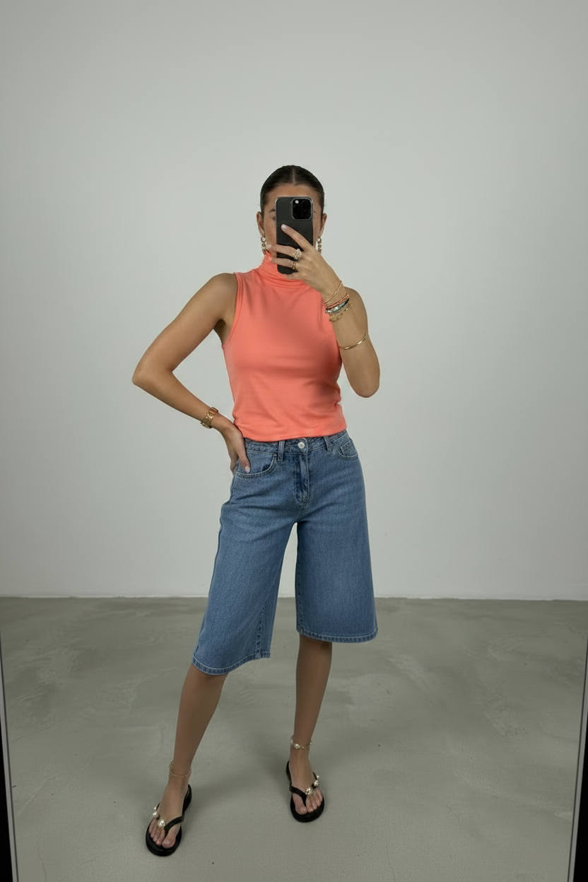 Le Bermuda « Riviera » en Denim – Bleu Classique