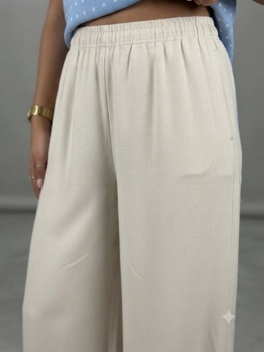 Le Pantalon Palazzo « Essential » – Beige Sable