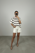 Le T-Shirt Oversize « Rayure Signature » – Crème & Rose