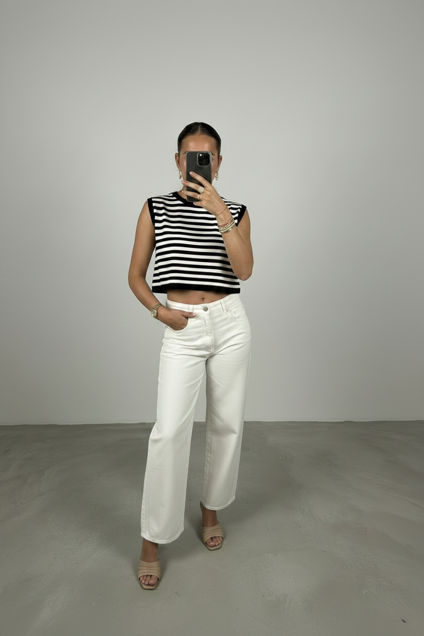 Le Jean Barrel Fit « Signature » – Écru Intemporel