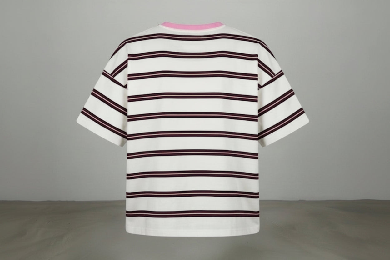 Le T-Shirt Oversize « Rayure Signature » – Crème & Rose