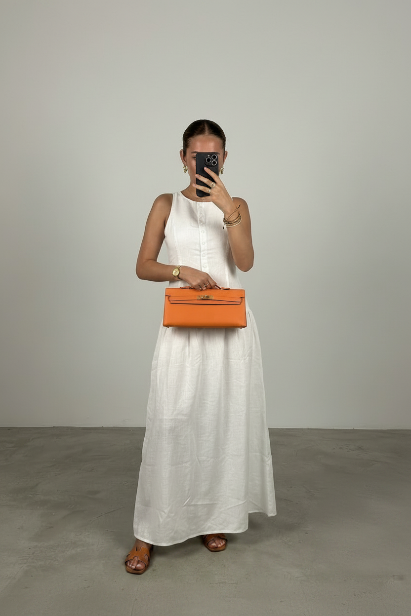La Robe Maxi « Sienne » – Blanc Pur