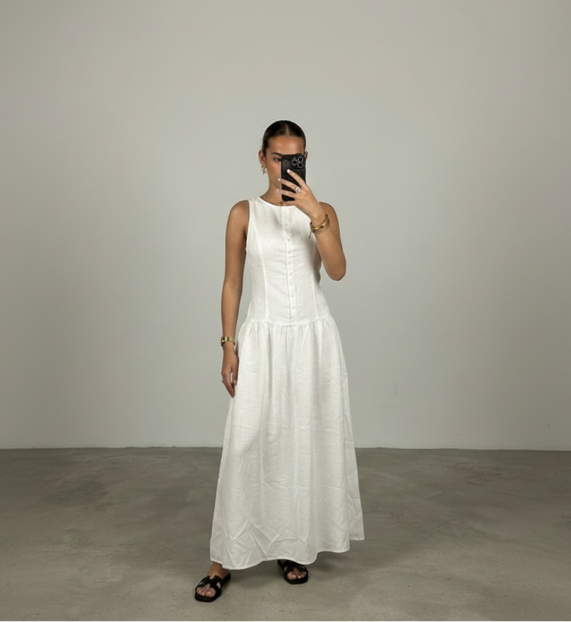La Robe Maxi « Sienne » – Blanc Pur