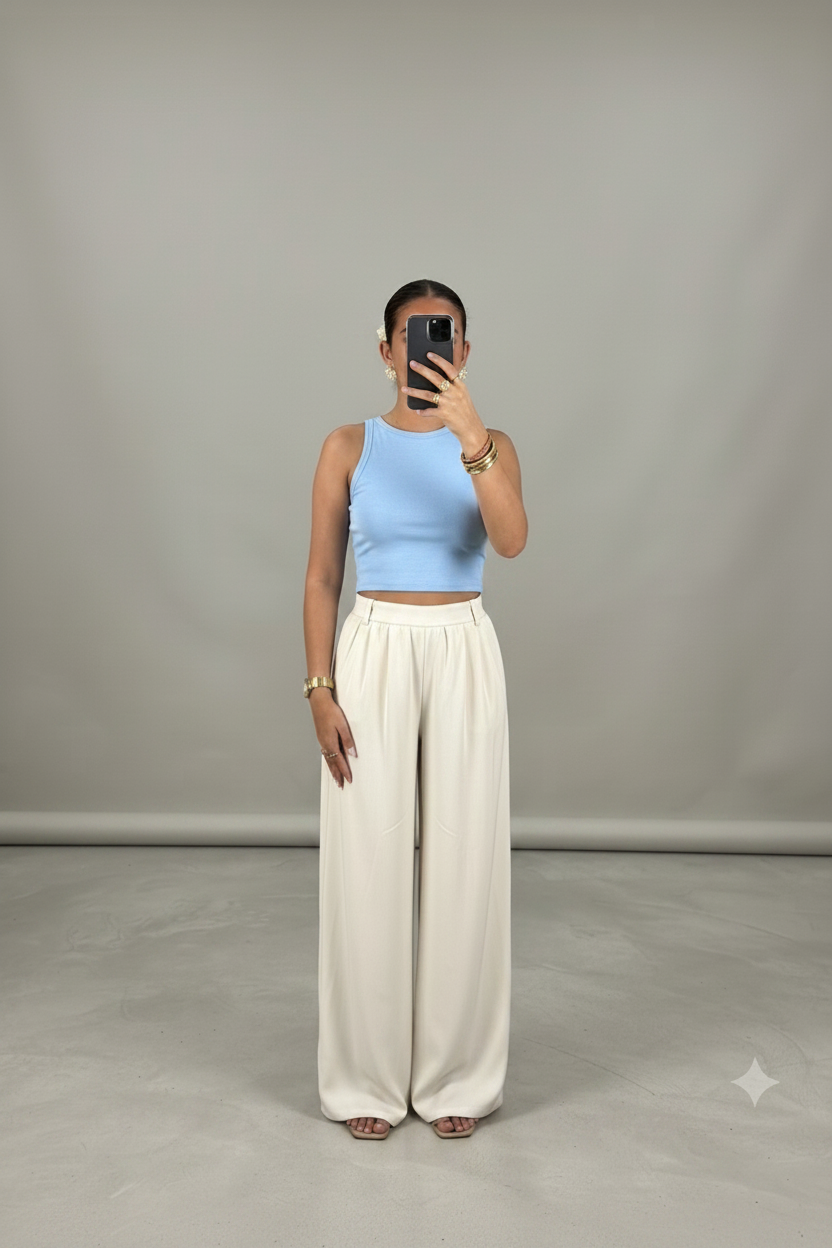 Le Pantalon Palazzo « Essential » – Beige Sable