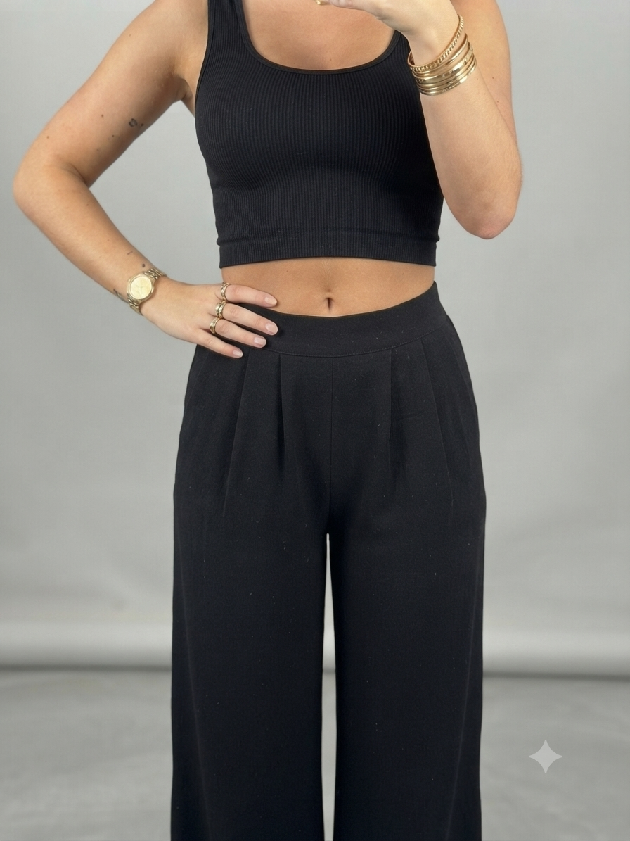 Le Pantalon Palazzo « Essential » – Noir profond